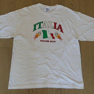 Italia Soccer 2010 White Graphic T-Shirt M&O Knits Heavyweight XL